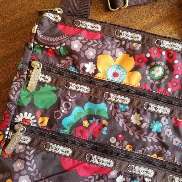vintage print LeSportsac crossbody adjustable bag - Picture 2 of 4